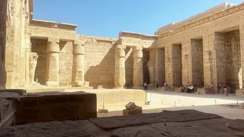 Jan24, 2026, Egypt, Luxor: Time-lapse video of the temple Medinet Habu Stock Footage 339238239