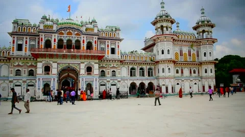 Janaki Mandir or Temple which is dedicated To Goddess Sita in Janakpur of Nepal Vídeo Stock 203781498