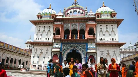 Janaki Mandir or Temple which is dedicated To Goddess Sita in Janakpur of Nepal Stock Footage 203781578