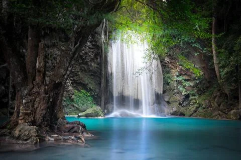 Jangle landscape with Erawan waterfall. Kanchanaburi, Thailand Jangle land... Stock-Fotos