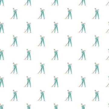 Janitor cleaning service worker mopping floor pattern Stock Illustration