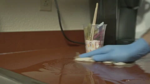 Janitor Cleans Spilled Coffee Stock Footage 56393945