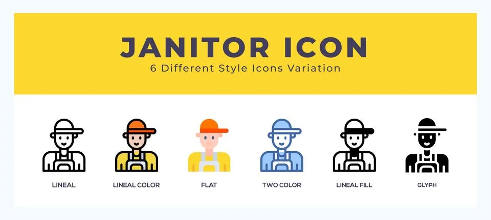 Janitor icon set. Design elements for logo Stockillustratie