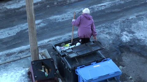Janitor tramples trash Video stock 23699014