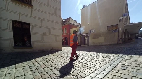 Janitor at work Video stock 104370567