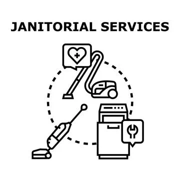 Janitorial services concept for cleaning and maintenance Stock Illustration