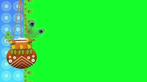 Janmashtami decorative dahi handi on green screen Stock Footage 313230306