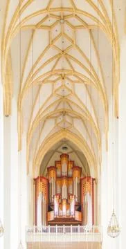 Jann organ and ceiling in frauenkirche cathedral in munich, germany Stock Photos