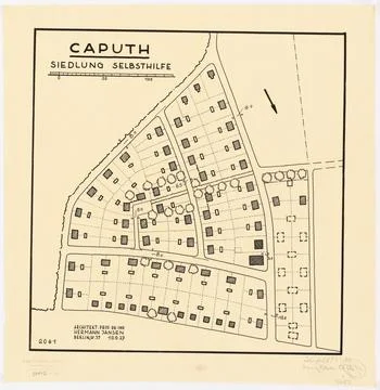 Jansen Hermann (1869-1945), development plan of the Self-Help Krhenberg set.. 库存照片