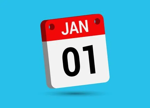 January 1 Calendar Date Flat Icon Day 1 Vector Illustration Stock Illustration
