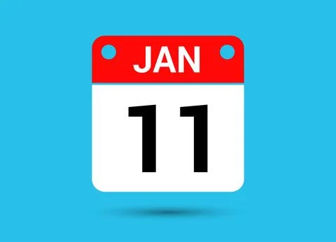 January 11 Calendar Date Flat Icon Day 11 Vector Illustration Stock Illustration