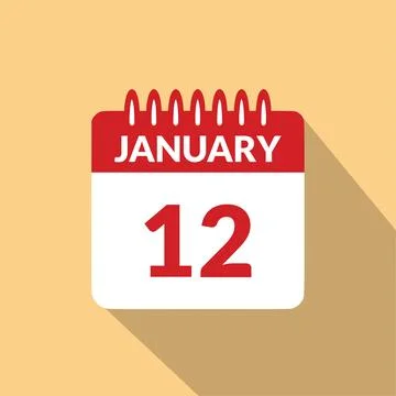 January 12 Calendar icon vector illustration. Stock Illustration