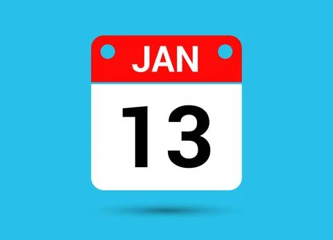 January 13 Calendar Date Flat Icon Day 13 Vector Illustration Stock Illustration