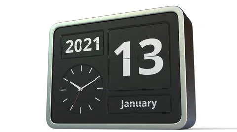 January 13 date on the flip clock calendar, 3d rendering Stock Illustration