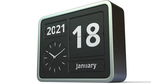 January 18 date on the flip clock calendar, 3d rendering Stock Illustration