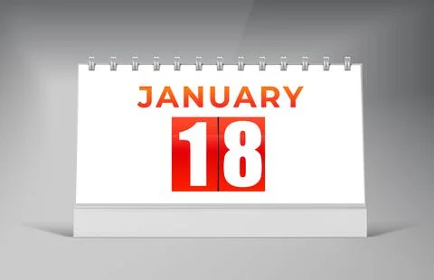 January 18 Desk Calendar Design Template. Single Date Calendar Design. Stock Illustration