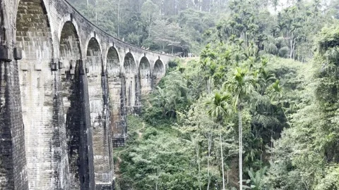 January 20 2026 side view Nine Arch Bridge Ella Sri Lanka jungle Video stock 331712606