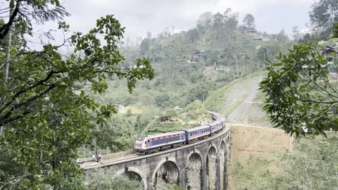 January 20 2026 train crossing Nine Arch Bridge Ella Sri Lanka Video stock 331711025