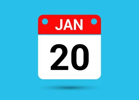 January 20 Calendar Date Flat Icon Day 20 Vector Illustration Stock Illustration