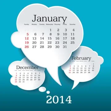 January 2014 bubble speech calendar Stock Illustration