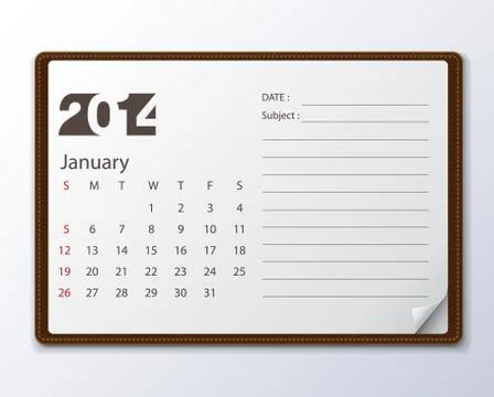 January 2014 calendar Stock Illustration
