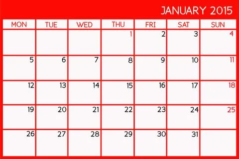 January  2015 Stock Illustration