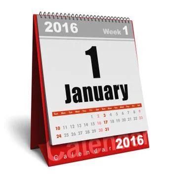 January 2016 calendar Illustrazione stock