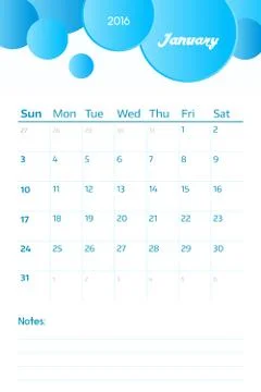 January 2016 Stock Illustration