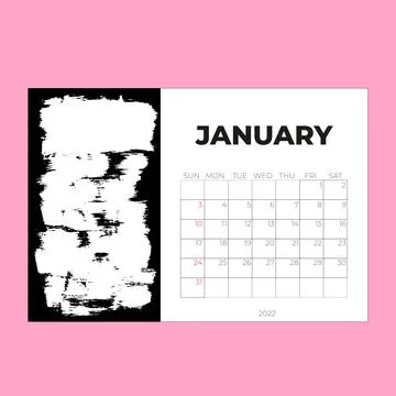 January 2022 Calendar Planner - vector illustration. Template. Mock up Stock Illustration