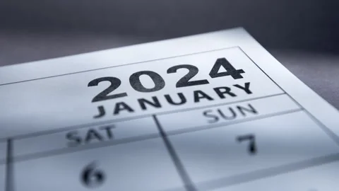 January 2024 calendar. Close-up. Stock Footage 246767301