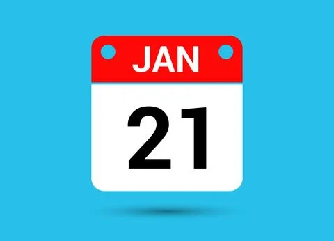 January 21 Calendar Date Flat Icon Day 21 Vector Illustration Stock Illustration