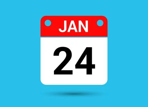 January 24 Calendar Date Flat Icon Day 24 Vector Illustration Stock Illustration