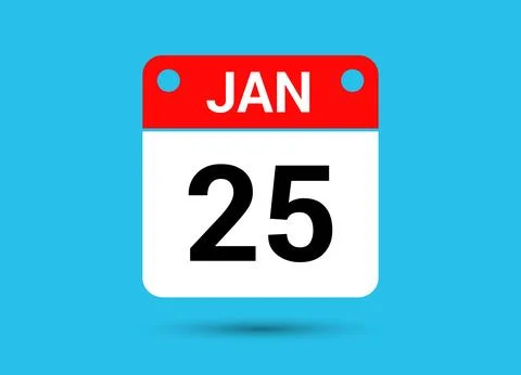 January 25 Calendar Date Flat Icon Day 25 Vector Illustration Stock Illustration