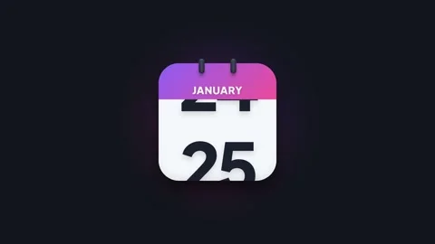 January 25th Flip Calendar Animation Showing Date Icon on Dark Background Stock Footage 344468341