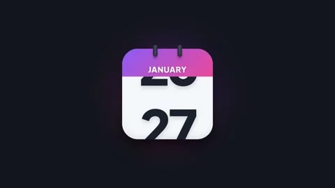 January 27th Flip Calendar Animation Showing Date Icon on Dark Background Stock Footage 344468344