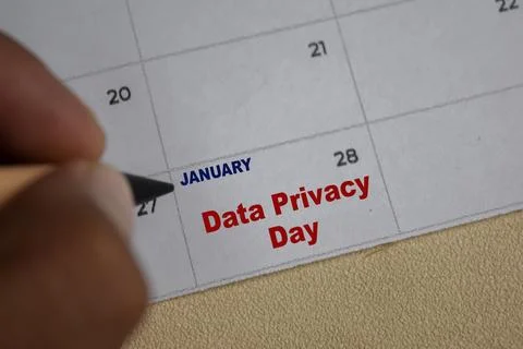 January 28. writing text Data Privacy day on calendar date. Save the date. Foto stock