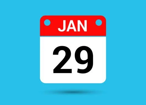January 29 Calendar Date Flat Icon Day 29 Vector Illustration Stock Illustration