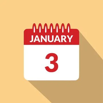 January 3 Calendar icon vector illustration. Stock Illustration