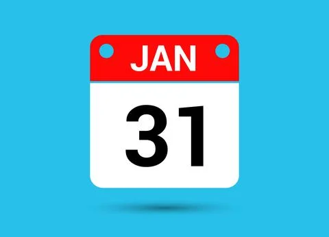 January 31 Calendar Date Flat Icon Day 31 Vector Illustration Stock Illustration