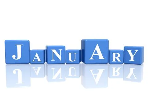 January in 3d cubes Stock Illustration