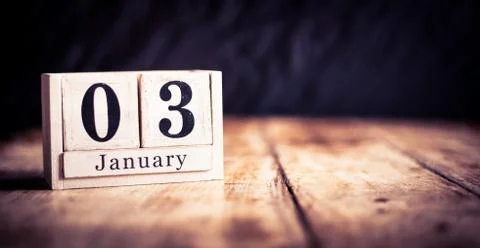January 3rd, 3 January,  Third of January, calendar month - date or anniversa Stock Photos