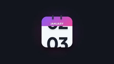 January 3rd Flip Calendar Animation Showing Date Icon on Dark Background Stock Footage 344468302