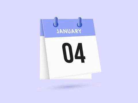 January 4 - calendar and Time planner. Daily Calendar Icon reminder. Vector.. Stock Illustration
