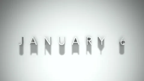 January 6 3D title animation with shadows on a white background Stock Footage 296001090
