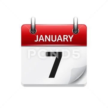 January 7. Vector flat daily calendar icon. Date and time, day, month.  Holiday.: Royalty Free #238793138