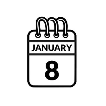 January 8 Calendar icon vector illustration. Stock Illustration