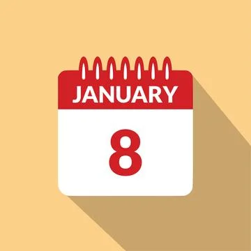 January 8 Calendar icon vector illustration. Stock Illustration