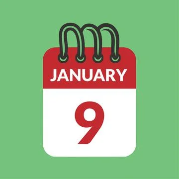 January 9 Calendar icon vector illustration. Stock Illustration