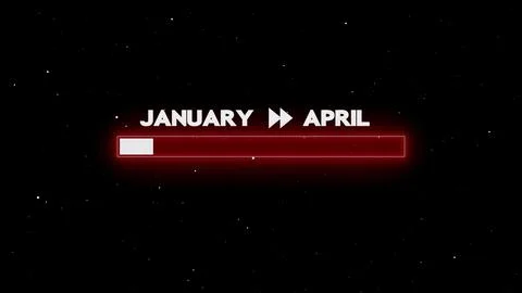 January to april progress bar glowing 스톡 일러스트