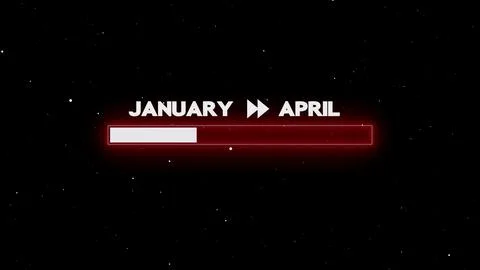 January to april progress bar glowing Stock Illustration